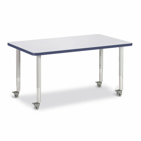 JONTI-CRAFT Berries Rectangle Activity Table, 30 in. x 48 in., Mobile, Freckled Gray/Navy/Gray 6473JCM112